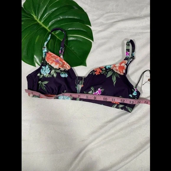 NWD‎ $20 Shade & Shore V Wire Floral Bralette Bikini Top [ SZ Medium ] #3288 - Picture 6 of 12